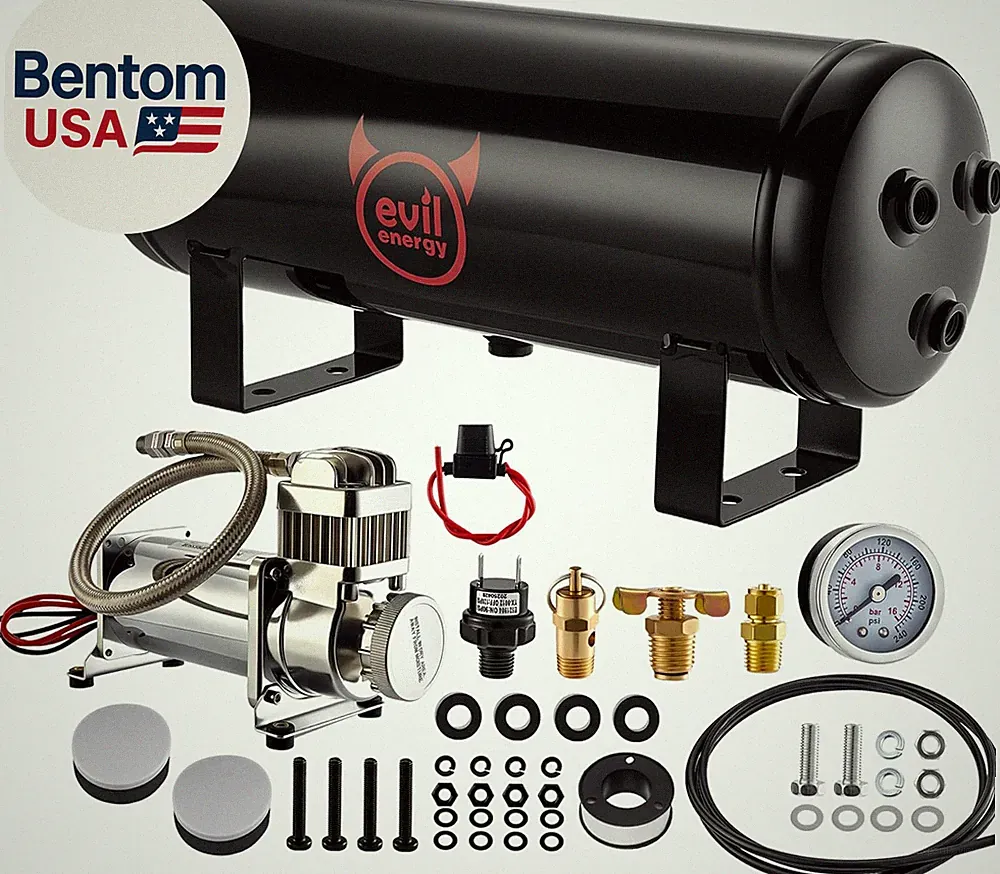 1.5 Gallon Air Compressor and Tank Kit 6 Ports 1/4" NPT 150 PSI Rated 12V Air Ta