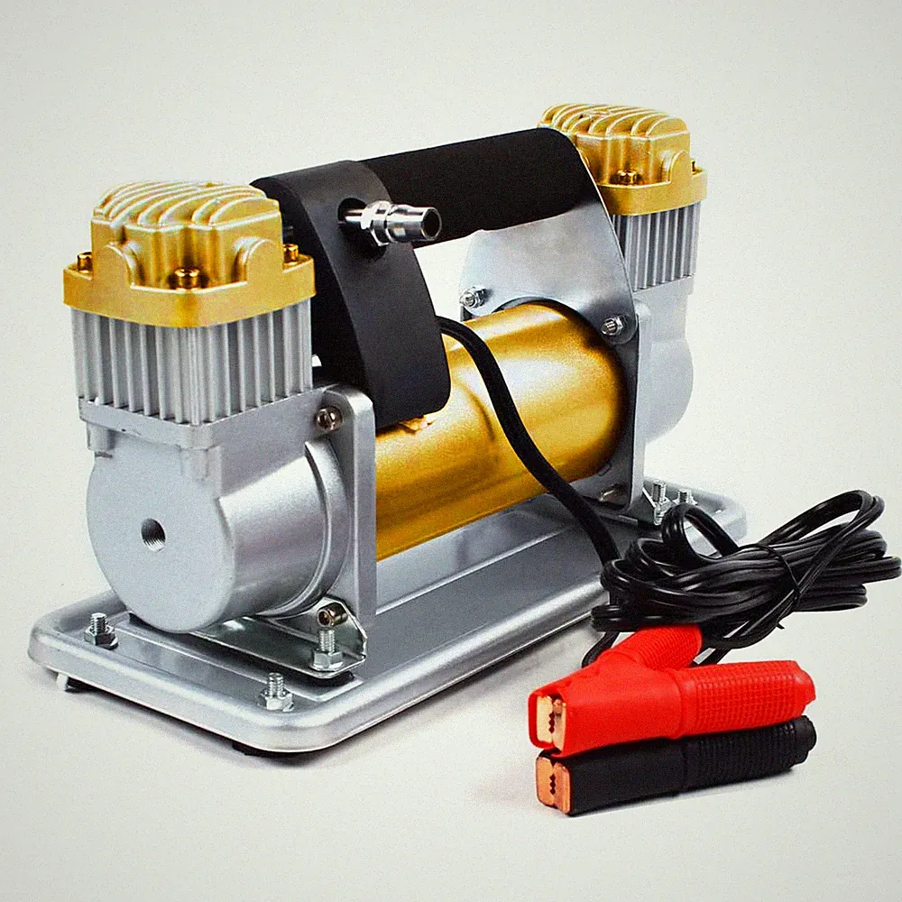 12V 486W Heavy Duty Metal Dual Cylinder Pump Air Compressor Tire Inflator USA