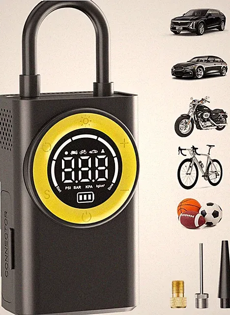 150 PSI Portable Tire Inflator, Cordless Air Pump w/ Gauge, LED Light, Auto-Stop