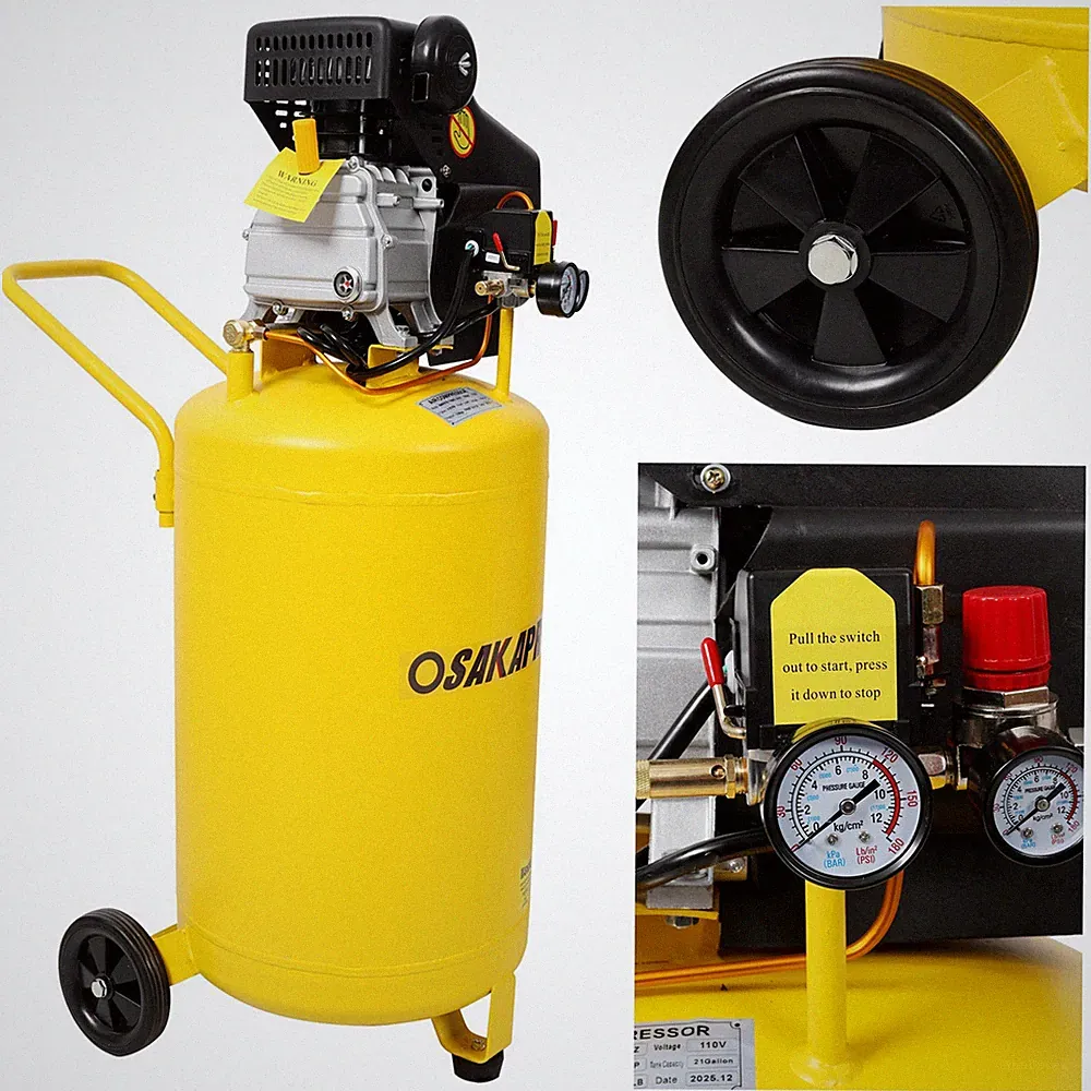 21-Gallon Air Compressor 2.5 HP 110 V 115 PSI Oil-Free Portable Tank w/ Wheels