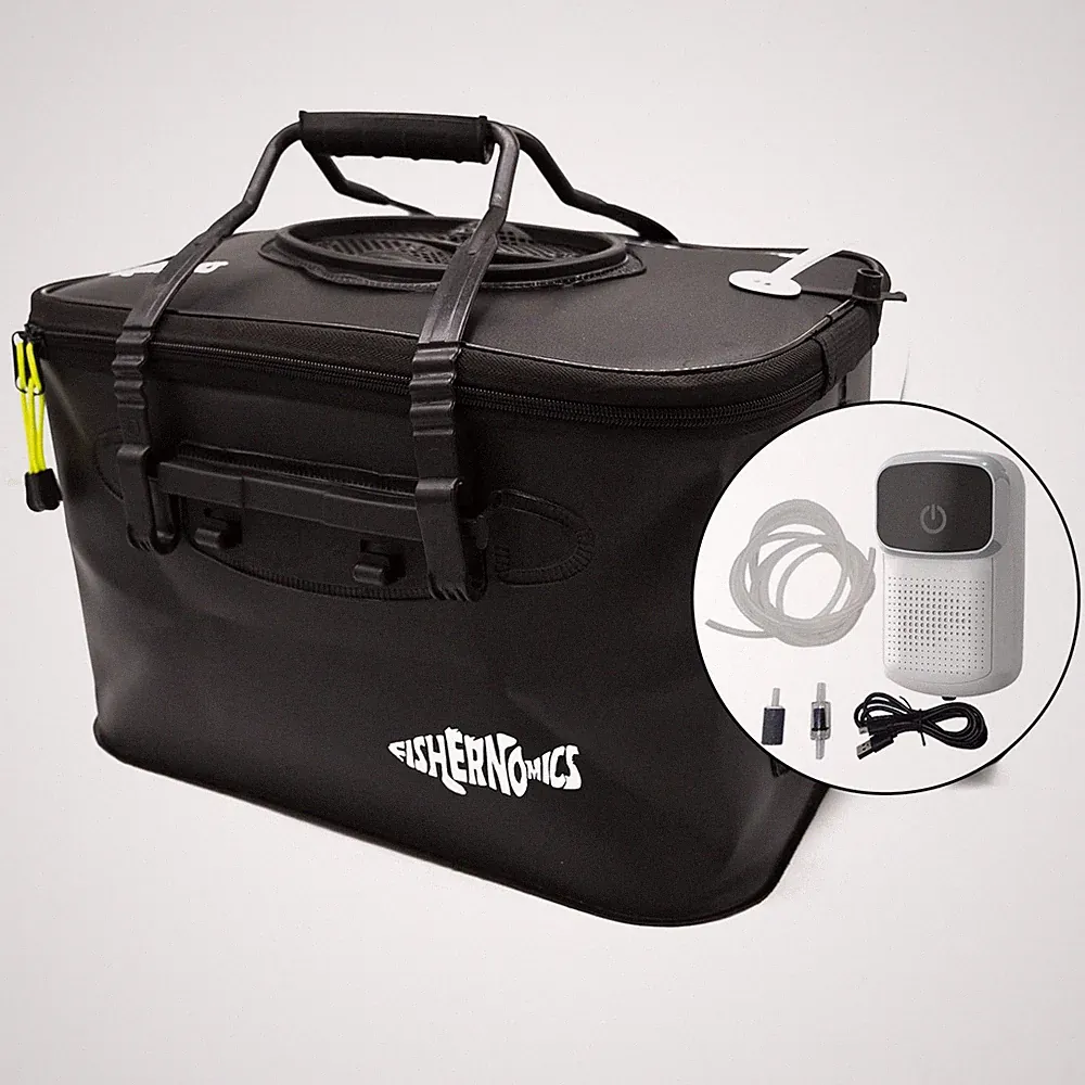 Collapsible Fishing Bucket with Air Pump - Live Bait Bucket with Aerator (6 G...