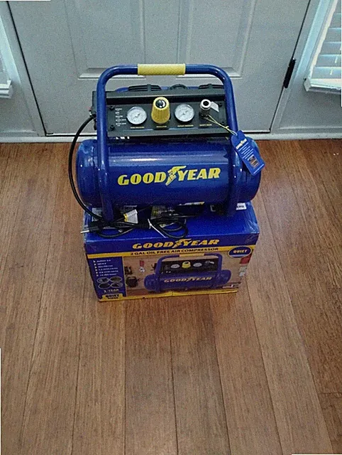 Goodyear 2 Gal Quiet Air Compressor (Portable Roll Cage Design)