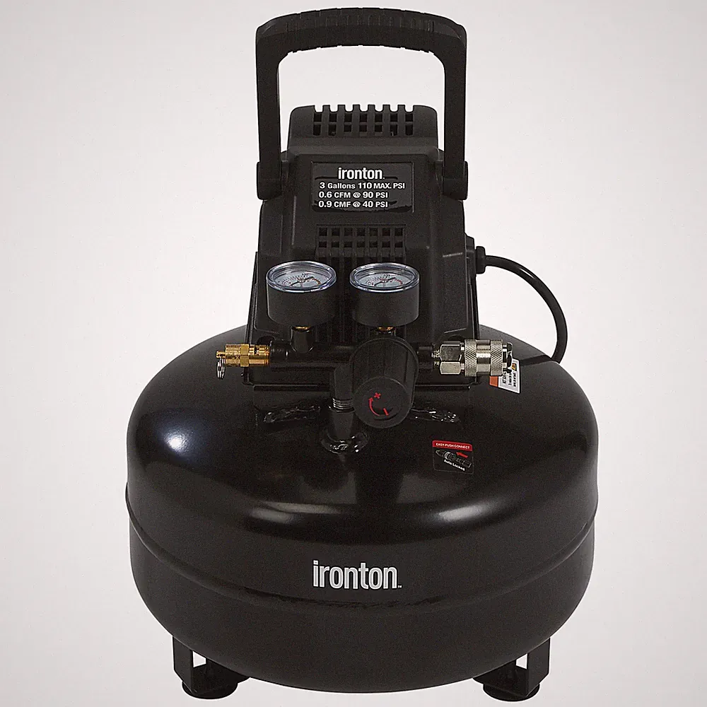 Ironton Oil-Free Pancake Air Compressor, 0.3 HP, 3 Gallons, 110 PSI