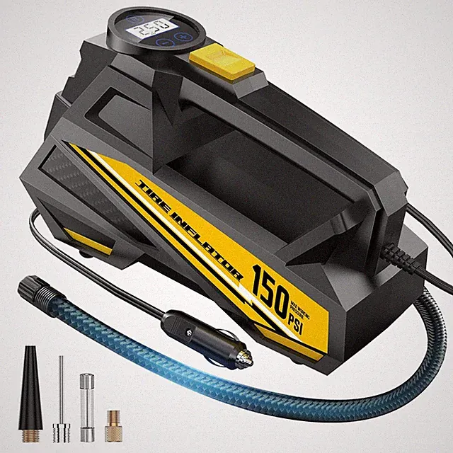 Portable Tire Inflator 12V Air Compressor 150PSI with LCD Gauge & LED Light
